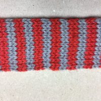 Tubestrik stribet rød/grå 4cm x 1m